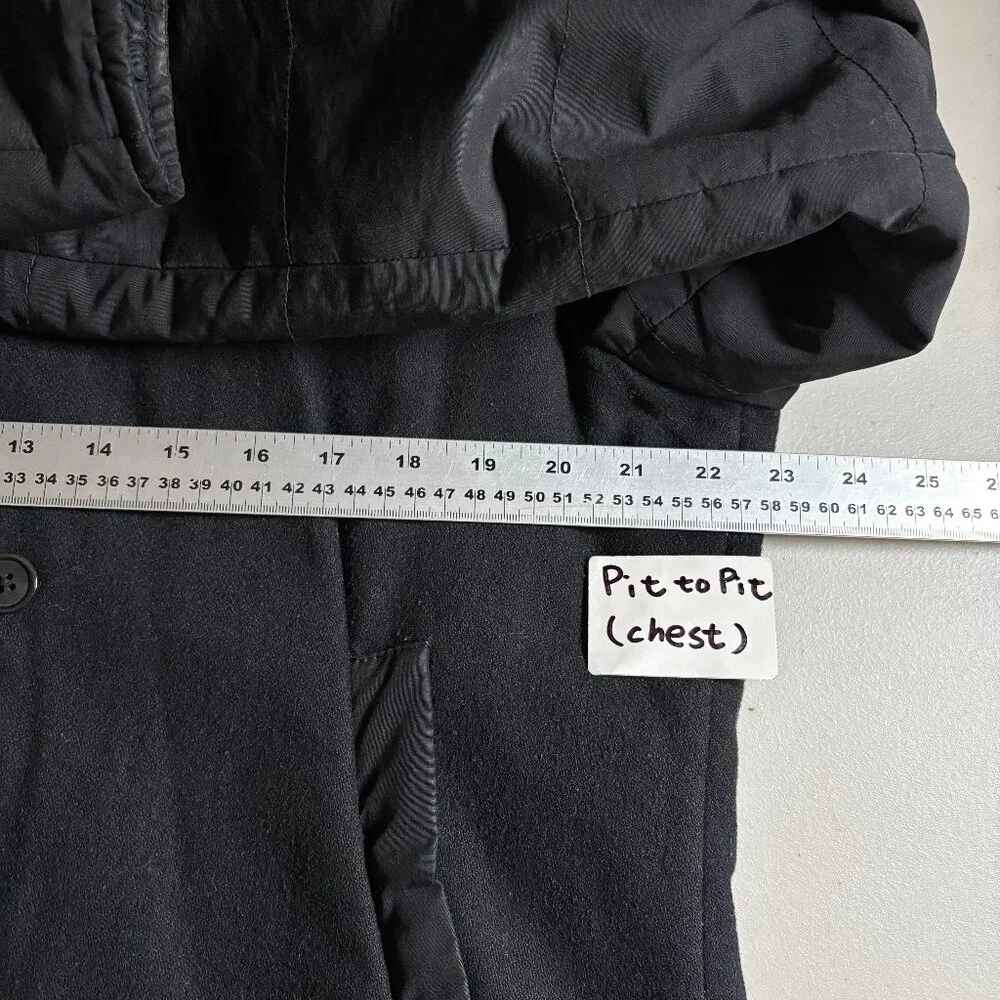 John Varvatos USA Wool Blend Hooded Peacoat Jacket - Men's Size L - Black - Picture 12 of 15